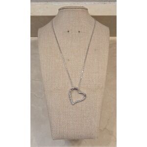 Swarovski Crystal Pave‎ Set Heart Pendant Necklace 15-17.5"